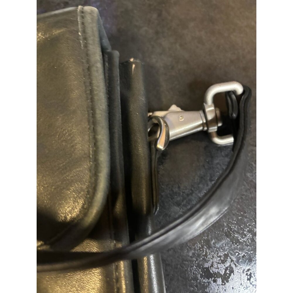 Vintage Black Leather Briefcase With Shoulder Strap Silver Clasp - Picture 4 of 15